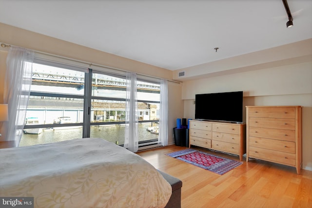 bedroom with hardwood / wood-style floors