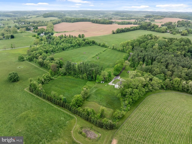 aerial view featuring a rural view