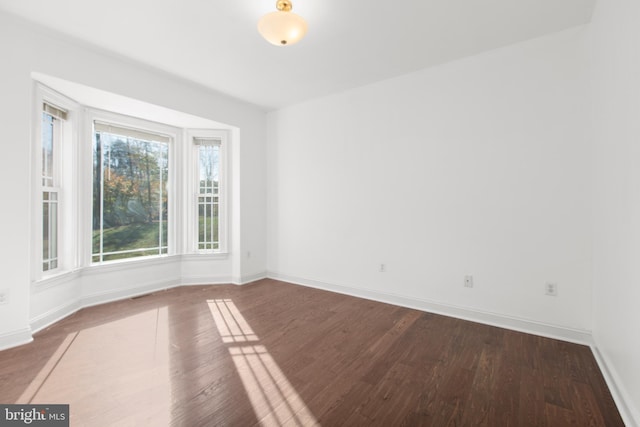 empty room featuring dark hardwood / wood-style flooring