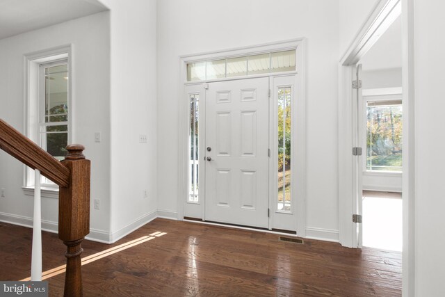 entrance foyer with dark hardwood / wood-style flooring