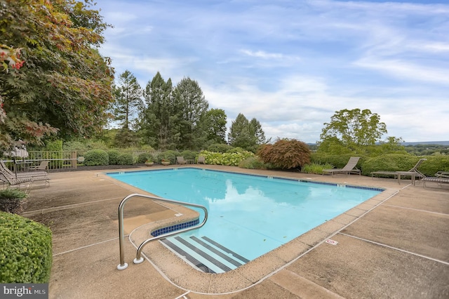 view of pool featuring a patio