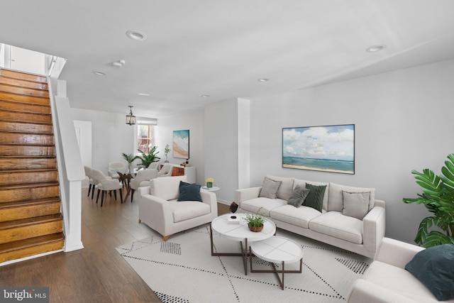 living room with wood-type flooring