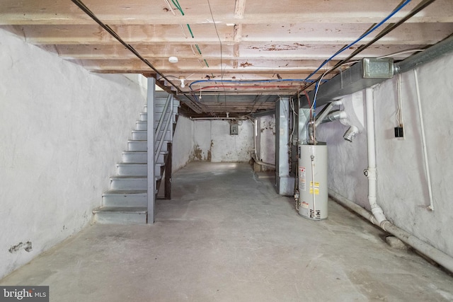 basement with gas water heater