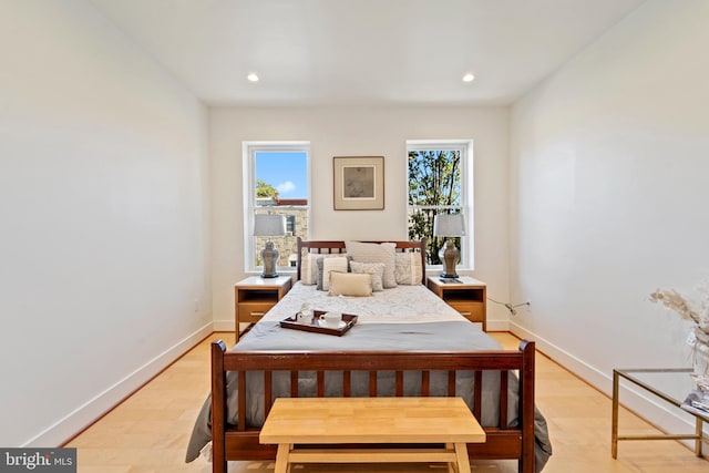 bedroom featuring light hardwood / wood-style floors