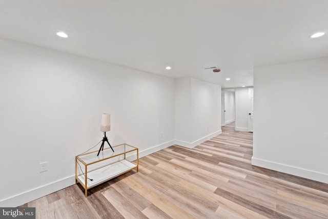 interior space with light hardwood / wood-style floors