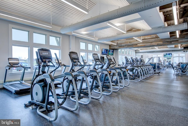 gym featuring a wealth of natural light