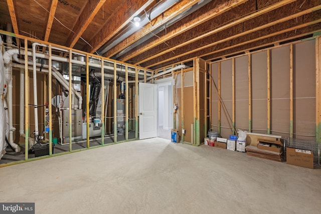 basement featuring water heater