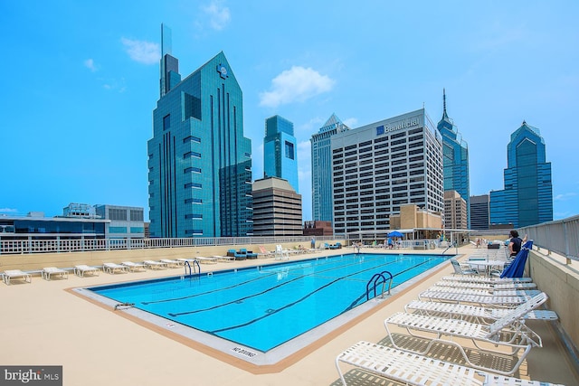 view of pool with a patio area