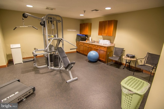 exercise area with sink