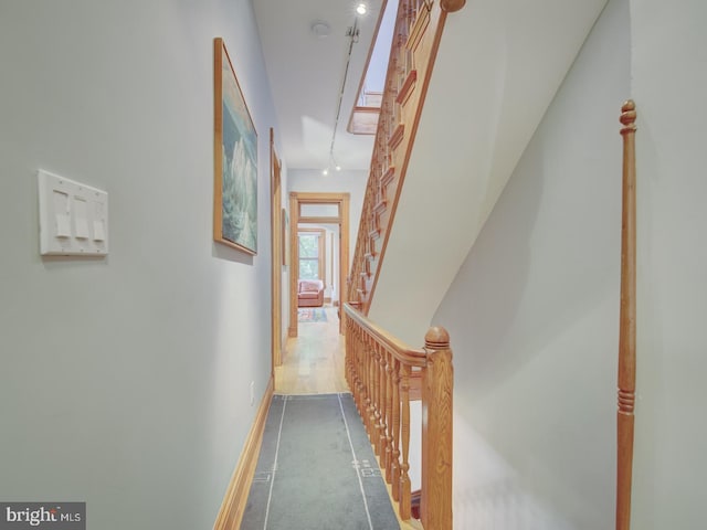 hallway with hardwood / wood-style floors