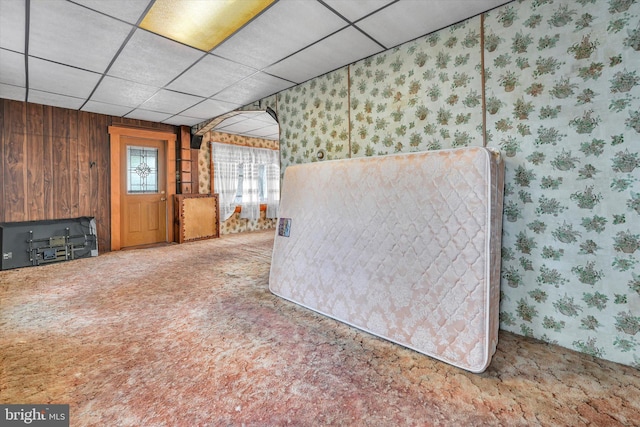 32 S Jackson St, Pottsville, PA 17901 - interior space with carpet flooring, wallpapered walls, and a paneled ceiling