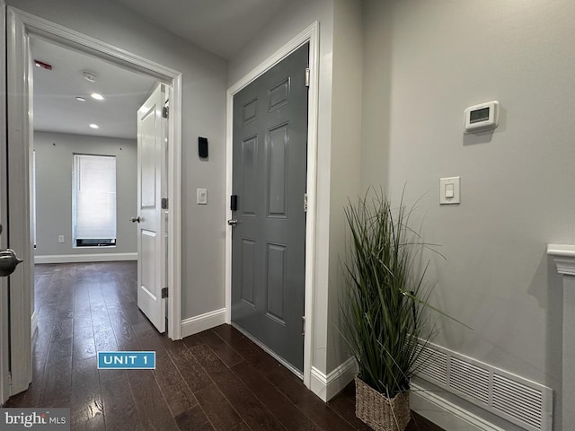 1606 Point Breeze Ave, Philadelphia, PA 19145 - entrance foyer with baseboards, dark wood-style floors, and recessed lighting