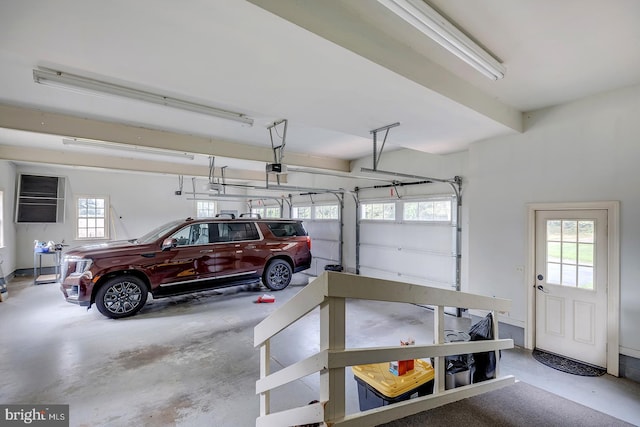 garage with a garage door opener