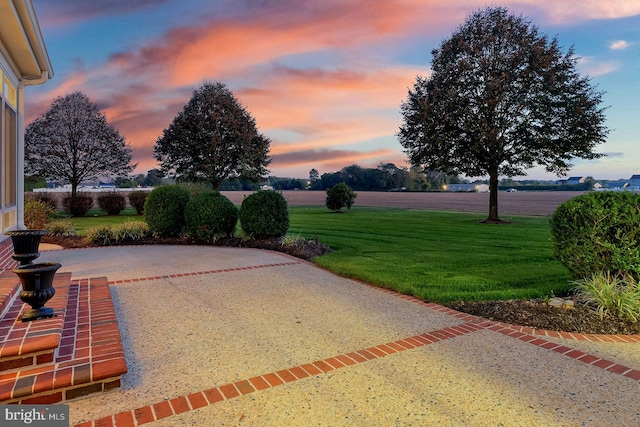 yard at dusk with a patio