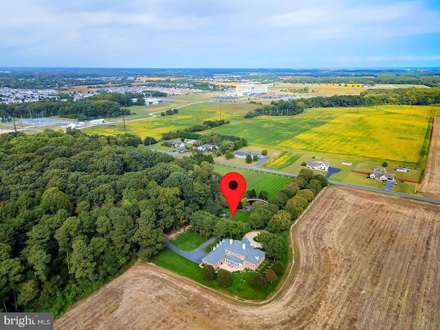 aerial view with a rural view