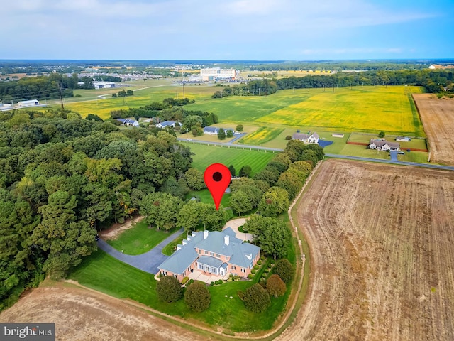 aerial view with a rural view