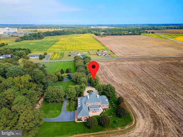 aerial view featuring a rural view