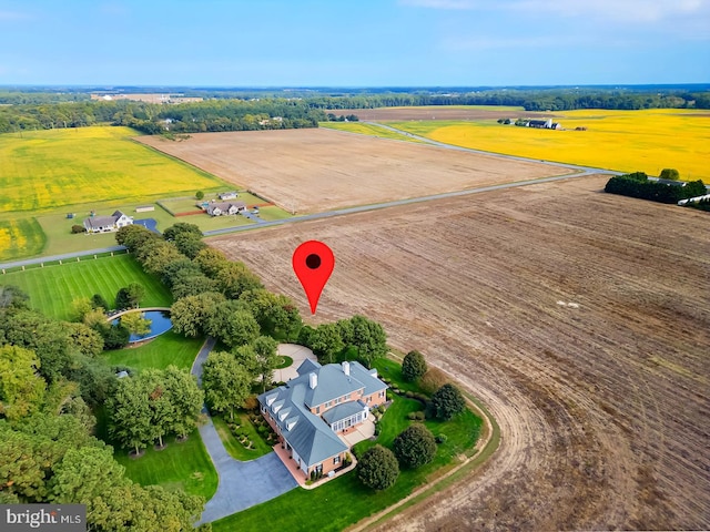 aerial view with a rural view