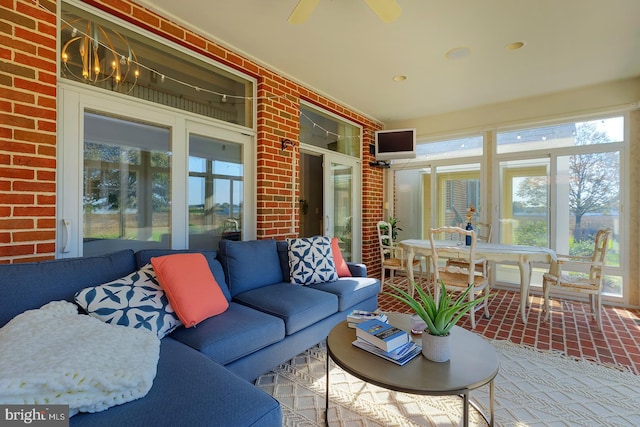 20459 Troyer Ln, Lincoln, DE 19960 - sunroom with an outdoor hangout area, plenty of natural light, and brick wall