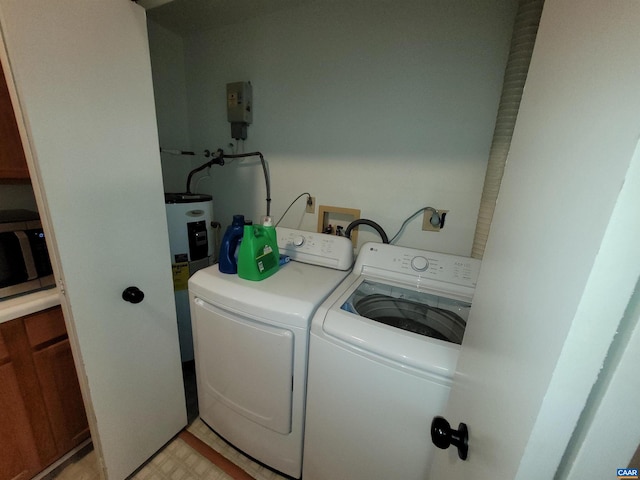 laundry room with washer and clothes dryer and electric water heater