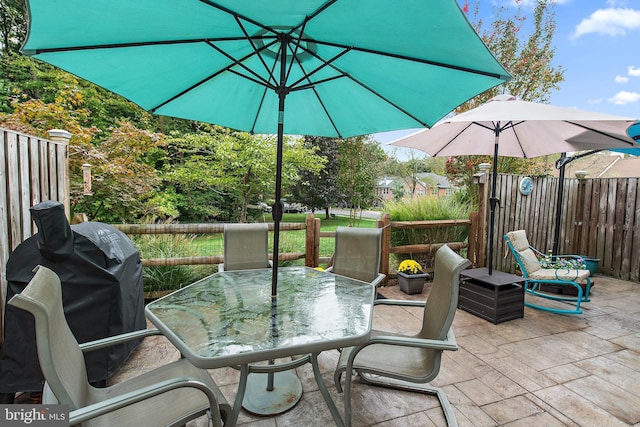 view of patio featuring area for grilling