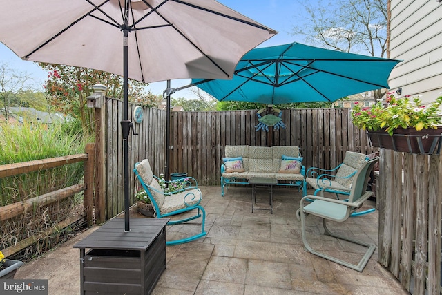 view of patio with an outdoor hangout area