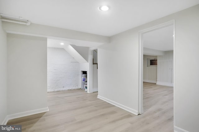 interior space with light hardwood / wood-style floors