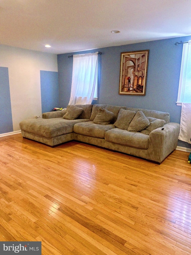 living room featuring light hardwood / wood-style flooring