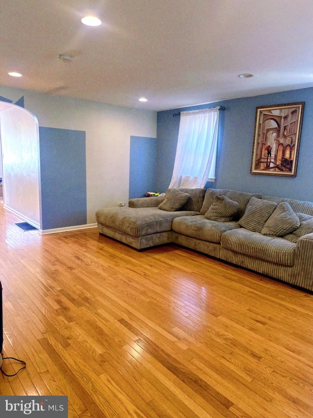 living room featuring light hardwood / wood-style flooring