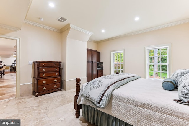 bedroom featuring ornamental molding