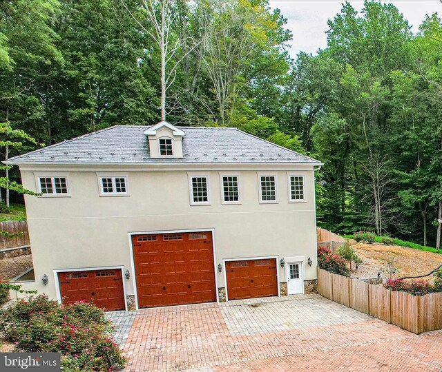 exterior space featuring a garage