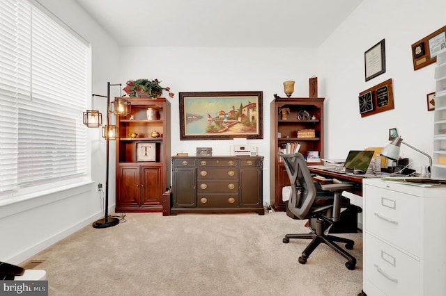 view of carpeted office space