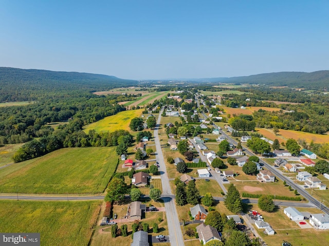 birds eye view of property featuring a mountain view