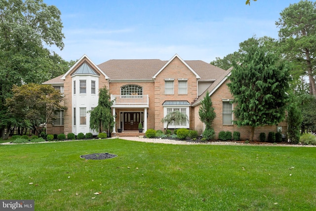 view of front of property with a front lawn