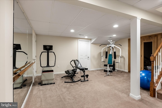 workout room with carpet floors