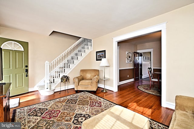 foyer with wood-type flooring