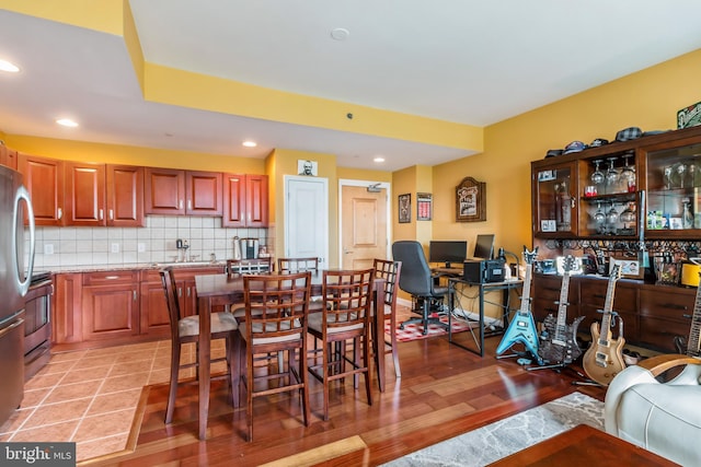 dining area with light hardwood / wood-style flooring