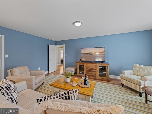 living room with light hardwood / wood-style floors