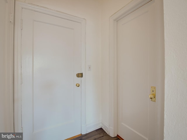 doorway to outside with dark hardwood / wood-style floors