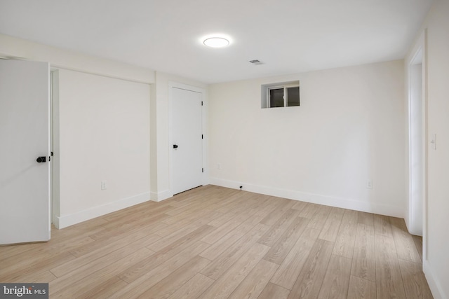 interior space with light hardwood / wood-style flooring