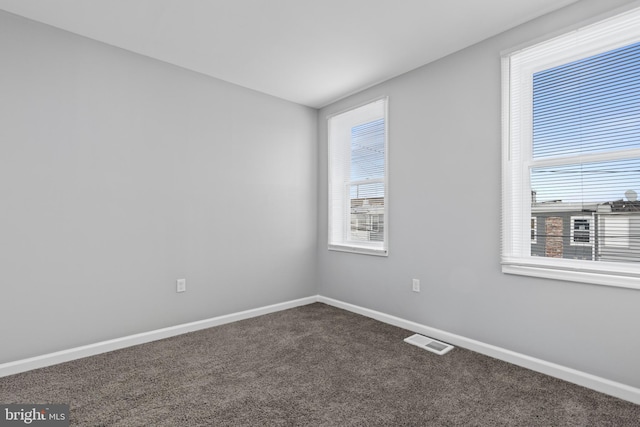 carpeted spare room featuring a wealth of natural light