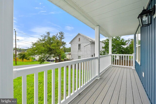 wooden deck with covered porch