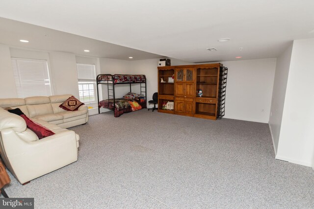 living room with carpet flooring