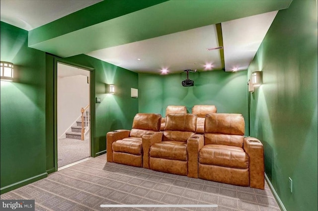 view of carpeted home theater room