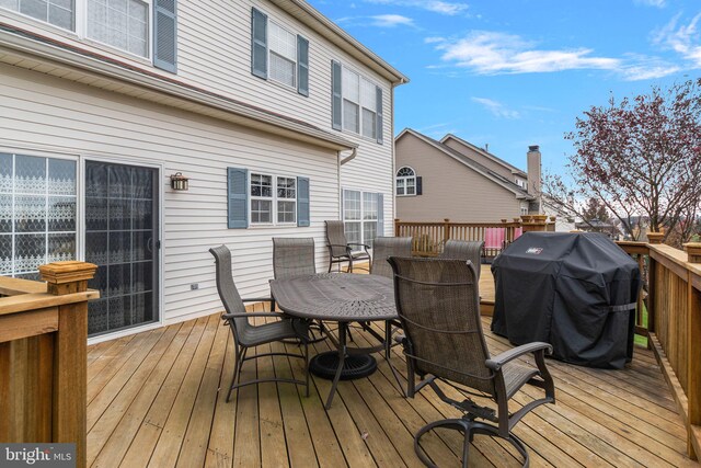 deck featuring grilling area