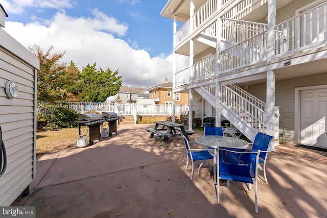 view of patio featuring a grill