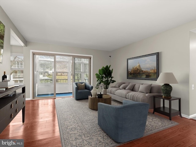 living room with hardwood / wood-style floors