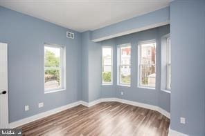 empty room with hardwood / wood-style flooring