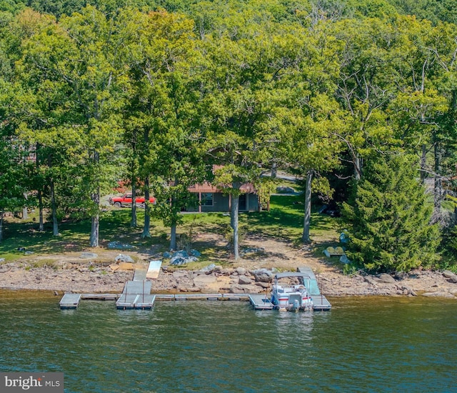 view of dock featuring a water view