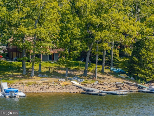 exterior space featuring a water view